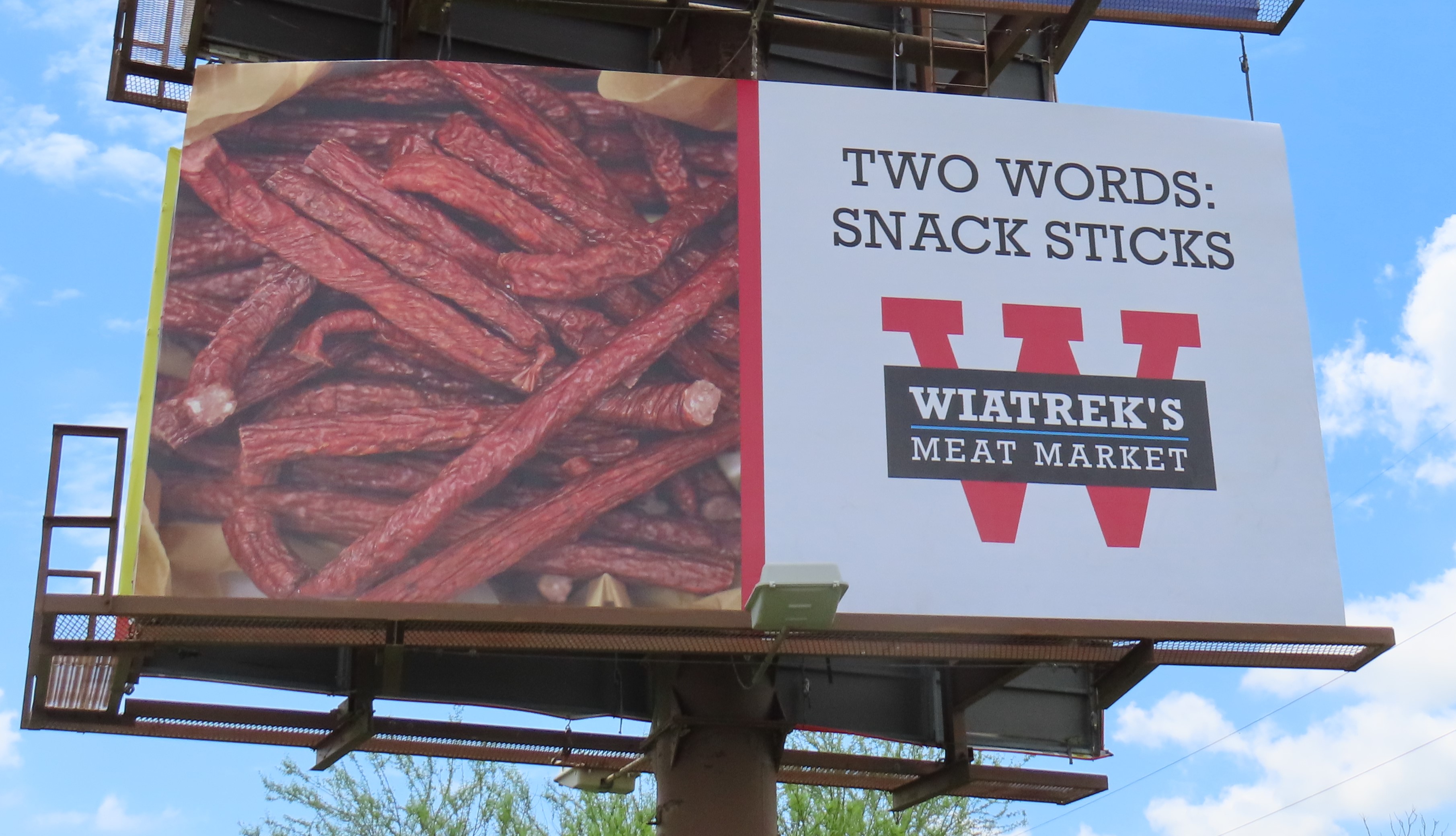 Wiatrek's Meat Market billboard in Floresville, TX