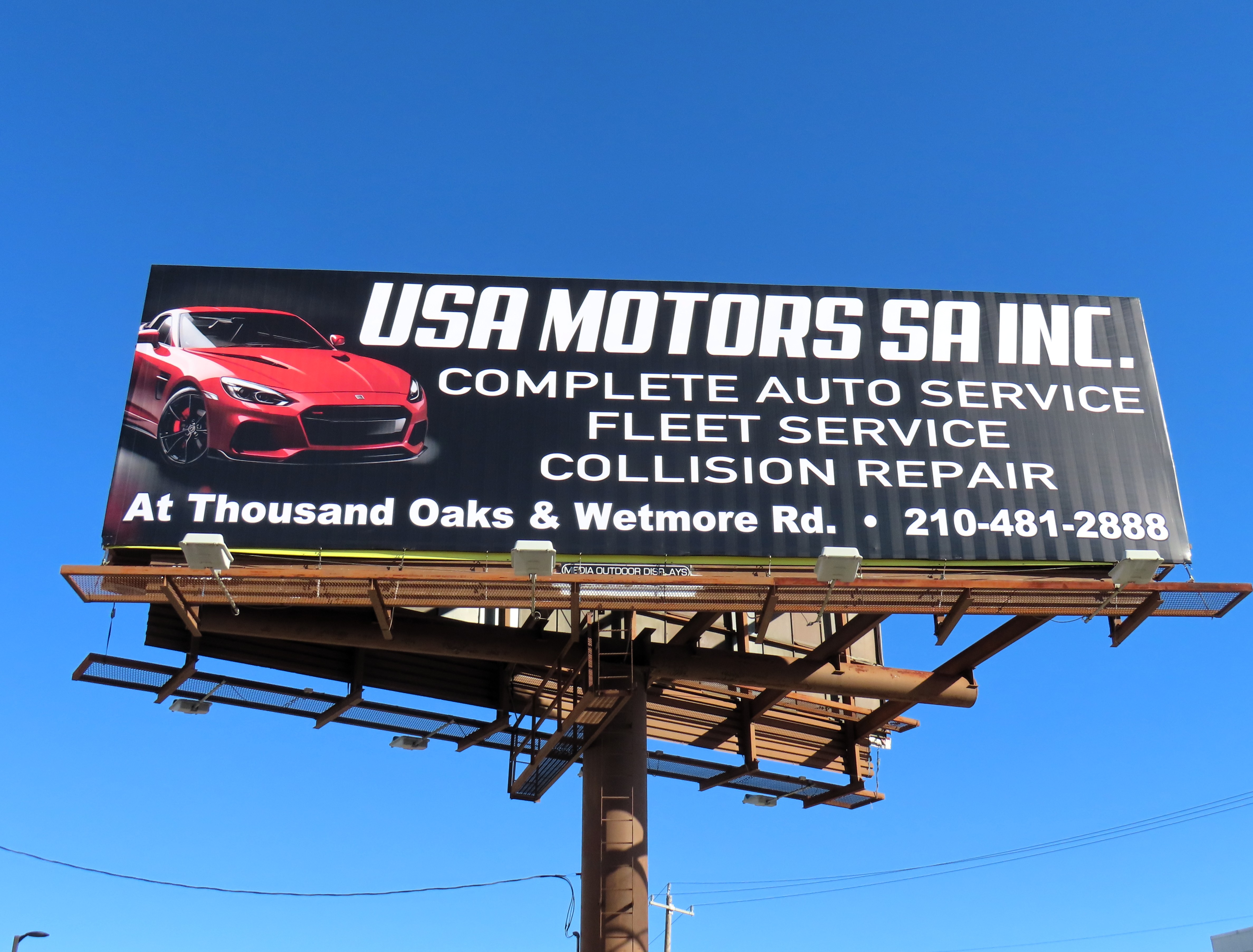 USA Motors billboard in San Antonio, TX